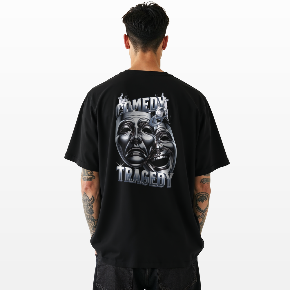 Camiseta Overszied OFF Streetwear Suedine Premium Comedy Tragedy - Imagem 6