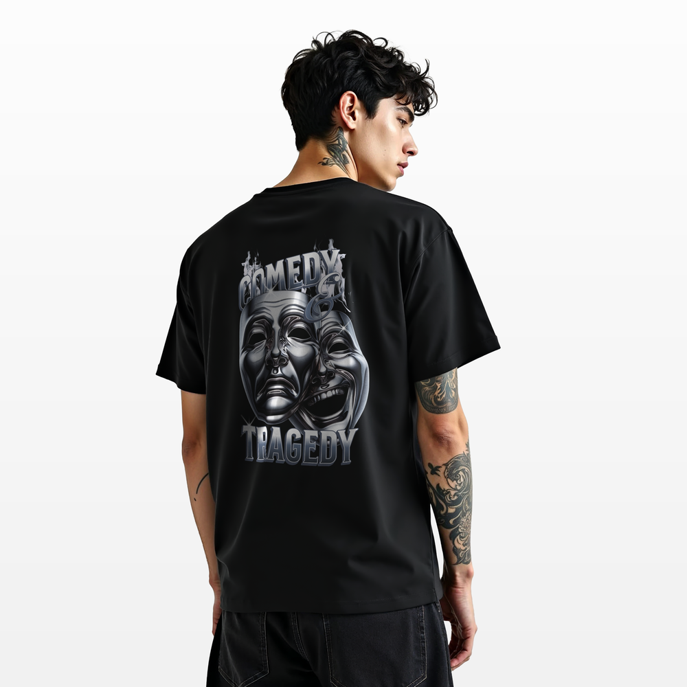 Camiseta Overszied OFF Streetwear Suedine Premium Comedy Tragedy - Imagem 5